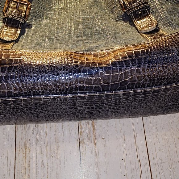 Elite models Fashion bag denim and silver sparkle with wide or button up option - Picture 3 of 9